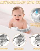 Little Mom Scaunel de baie pentru copii Bear Grey model universal cu spatar ergonomic ventuze de fixare brate mobile dimensiuni 21x41x24 cm