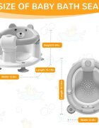 Little Mom Scaunel de baie pentru copii Bear Grey model universal cu spatar ergonomic ventuze de fixare brate mobile dimensiuni 21x41x24 cm