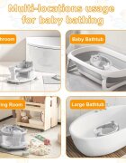 Little Mom Scaunel de baie pentru copii Bear Grey model universal cu spatar ergonomic ventuze de fixare brate mobile dimensiuni 21x41x24 cm