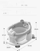 Little Mom Scaunel de baie pentru copii Bear Grey model universal cu spatar ergonomic ventuze de fixare brate mobile dimensiuni 21x41x24 cm