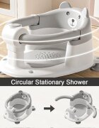 Little Mom Scaunel de baie pentru copii Bear Grey model universal cu spatar ergonomic ventuze de fixare brate mobile dimensiuni 21x41x24 cm