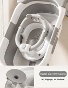 Little Mom Scaunel de baie pentru copii Bear Grey model universal cu spatar ergonomic ventuze de fixare brate mobile dimensiuni 21x41x24 cm