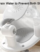 Little Mom Scaunel de baie pentru copii Bear Grey model universal cu spatar ergonomic ventuze de fixare brate mobile dimensiuni 21x41x24 cm