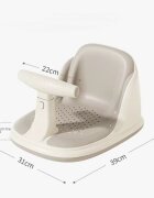 Little Mom Scaunel de baie pentru copii Cream design ergonomic cu spatar ghidon de sustinere husa detasabila din cauciuc fixare cu ventuze dimensiune 21.5 x 31 x 39 x 23.5 cm