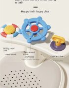 Little Mom Scaunel de baie pentru copii Cream Sailor ghidon de sustinere echipat cu jucarii sonore design ergonomic cu spatar husa detasabila din cauciuc fixare cu ventuze dimensiune 20 x 39 x 23.5 cm