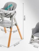 Little Mom Scaunel de masa multifunctional 2-in-1 pentru copii Grey design evolutiv si ergonomic tavita dubla reglabila