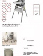 Little Mom Scaunel de masa multifunctional 2-in-1 pentru copii Grey design evolutiv si ergonomic tavita dubla reglabila