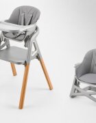 Little Mom Scaunel de masa multifunctional 2-in-1 pentru copii Grey design evolutiv si ergonomic tavita dubla reglabila