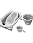 Little Mom Set 4 in 1 Grey cu cadita pliabila cu termometru display digital incoporat reductor anatomic pentru bebelusi galetusa pliabila si recipient pentru clatire pliabil cu maner non-toxice fara BPA