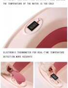 Little Mom Set 4 in 1 Grey cu cadita pliabila cu termometru display digital incoporat reductor anatomic pentru bebelusi galetusa pliabila si recipient pentru clatire pliabil cu maner non-toxice fara BPA