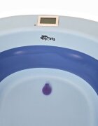 Little Mom Set Cadita pliabila Blue cu termometru integrat hamac picioare anti-derapante dop evacuare fara bpa varsta recomandata 0 luni+