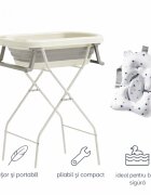 Little Mom Set Cadita pliabila pentru bebelui cu suport metalic si Perna Ergonomica Grey