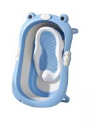 Little Mom Set Cadita pliabila pentru bebelusi blue cu termometru digital dop de scurgere dimensiune 80 x 52 x 23 cm si Suport anatomic inclus
