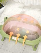 Little Mom Set Cadita pliabila pentru bebelusi green cu termometru digital dop de scurgere dimensiune 80 x 52 x 23 cm si Suport anatomic inclus