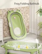 Little Mom Set Cadita pliabila pentru bebelusi green cu termometru digital dop de scurgere dimensiune 80 x 52 x 23 cm si Suport anatomic inclus