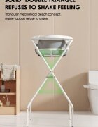Little Mom Set Cadita pliabila pentru copii BabyComfort Grey cu suport metalic pliabil si afisaj de temperatura design 2 in 1 modern robust si durabil