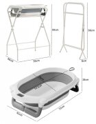 Little Mom Set Cadita pliabila pentru copii BabyComfort Grey cu suport metalic pliabil si afisaj de temperatura design 2 in 1 modern robust si durabil