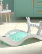 Little Mom Set Cadita pliabila pentru copii Crown Grey termometru incorporat cu display digital sistem de agatare si suport anatomic pliabil