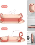 Little Mom Set cadita pliabila pentru copii Dino Pink cu pernuta bebelusi detasabila termometru display digital incorporat dop scurgere picioruse antiderapante design ergonomic80 x 50 x 24 cm