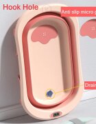Little Mom Set cadita pliabila pentru copii Dino Pink cu pernuta bebelusi detasabila termometru display digital incorporat dop scurgere picioruse antiderapante design ergonomic80 x 50 x 24 cm