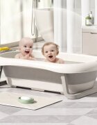 Little Mom Set Cadita pliabila pentru copii Giggletub Grey termometru cu display digital incorporat si hamac cu design ergonomic dimensiune 92 X 51 X 24 cm