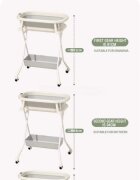 Little Mom Set Cadita pliabila pentru copii Grey cu Suport metalic reglabil pe 3 nivele de inaltime echipat cu roti silentioase 360 grade design robust si durabil Cos de depozitare integrat afisaj de temperatura