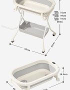 Little Mom Set Cadita pliabila pentru copii Grey cu Suport metalic reglabil pe 3 nivele de inaltime echipat cu roti silentioase 360 grade design robust si durabil Cos de depozitare integrat afisaj de temperatura