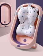 Little Mom Set Cadita pliabila Purple cu termometru integrat hamac picioare anti-derapante dop evacuare fara bpa varsta recomandata 0 luni+