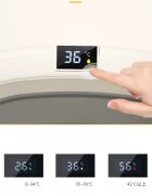 Little Mom Set Cadita si Suport anatomic detasabil pentru bebelusi Blue cu afisaj temperatura digital design pliabil si compact cu suprafete antiderapante finisaje netede si sistem de agatare