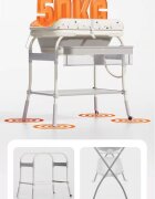 Little Mom Set de baie 2 in 1 pentru copii Grey cu masuta de infasat salteluta cu masuratoare integrata cadita cu termometru digital incorporat dimensiune 54 x 83 x 93 cm