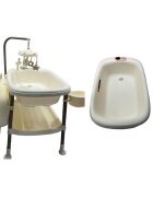 Little Mom Set de baie pentru bebelusi Beige cu masuta de infasat cadita cu termometru digital incorporat salteluta ergonomica si carusel cu jucarii suspendate inclus