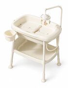 Little Mom Set de baie pentru bebelusi Beige cu masuta de infasat cadita cu termometru digital incorporat salteluta ergonomica si carusel cu jucarii suspendate inclus