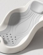 Little Mom Suport de baie pentru bebelusi design ergonomic pliabil cu indicator de temperatura prevazut cu tetiera si suprafata texturata cu gauri de scurgere a apei dimensiune 58 x 11 x 30 cm