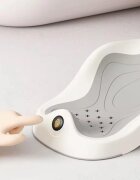 Little Mom Suport de baie pentru bebelusi design ergonomic pliabil cu indicator de temperatura prevazut cu tetiera si suprafata texturata cu gauri de scurgere a apei dimensiune 58 x 11 x 30 cm
