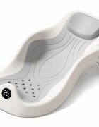 Little Mom Suport de baie pentru bebelusi design ergonomic pliabil cu indicator de temperatura prevazut cu tetiera si suprafata texturata cu gauri de scurgere a apei dimensiune 58 x 11 x 30 cm