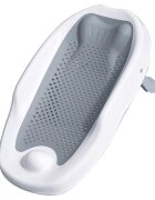 Little Mom Suport de baie pentru bebelusi Grey ComfortBath Baby design ergonomic pliabil usor de transportat prevazut cu tetiera suprafata texturata cu orificii de drenaj material non-toxic