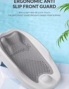 Little Mom Suport de baie pentru bebelusi Grey ComfortBath Baby design ergonomic pliabil usor de transportat prevazut cu tetiera suprafata texturata cu orificii de drenaj material non-toxic