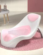 Little Mom Suport de baie pentru bebelusi Pink design ergonomic pliabil prevazut cu tetiera si suprafata texturata cu gauri de scurgere a apei dimensiune 54 x 27.5 x 22 cm