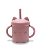 LORELLI Canuta cu manere si pai din silicon natural 9 luni+ Pink 200 ml