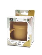 LORELLI Canuta cu manere si pai din silicon natural 9 luni+ Yellow 200 ml