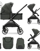 LORELLI Carucior 2 in 1 pentru copii Reya Green cadru din aluminiu suspensii geanta cos individual cu maner de transport maner si sezut reversibile greutate suportata 22 kg