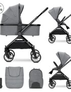 LORELLI Carucior 2 in 1 pentru copii Reya Grey cadru din aluminiu suspensii geanta cos individual cu maner de transport maner si sezut reversibile greutate suportata 22 kg