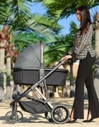 LORELLI Carucior 3 in 1 pentru copii Aria Grey cosulet auto Aria Luxe 40-87 cm inclus cadru din aluminiu parte sport reversibila multiple accesorii greutate admisa 22 kg