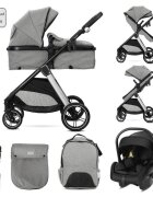 LORELLI Carucior 3 in 1 pentru copii Aspen Gri reversibil suspensii cadru din aluminiu geanta greutate suportata 22 kg