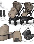 LORELLI Carucior 3 in 1 pentru copii Reya Maro cu maner reversibil cadru din aluminiu suspensii maner pentru transport greutate admisa 22 kg