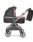 LORELLI Carucior 3 in 1 pentru copii Reya Negru Jasper cu maner reversibil cadru din aluminiu suspensii maner pentru transport greutate admisa 22 kg