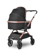 LORELLI Carucior 3 in 1 pentru copii Reya Negru Jasper cu maner reversibil cadru din aluminiu suspensii maner pentru transport greutate admisa 22 kg