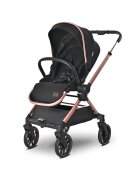 LORELLI Carucior 3 in 1 pentru copii Reya Negru Jasper cu maner reversibil cadru din aluminiu suspensii maner pentru transport greutate admisa 22 kg