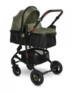 LORELLI Carucior pentru copii Alba Premium Loden Green 0-3 ani landou transformabil adaptori scoica cadru din aluminiu maner ajustabil sezut reversibil suspensii suport pentru sticla bara detasabila maxim 15 kg