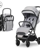 LORELLI Carucior pentru copii Calista Grey pliere automata cadru din aluminiu spatar reglabil 3 pozitii copertina extensibila 0-48 luni pana la 22 kg